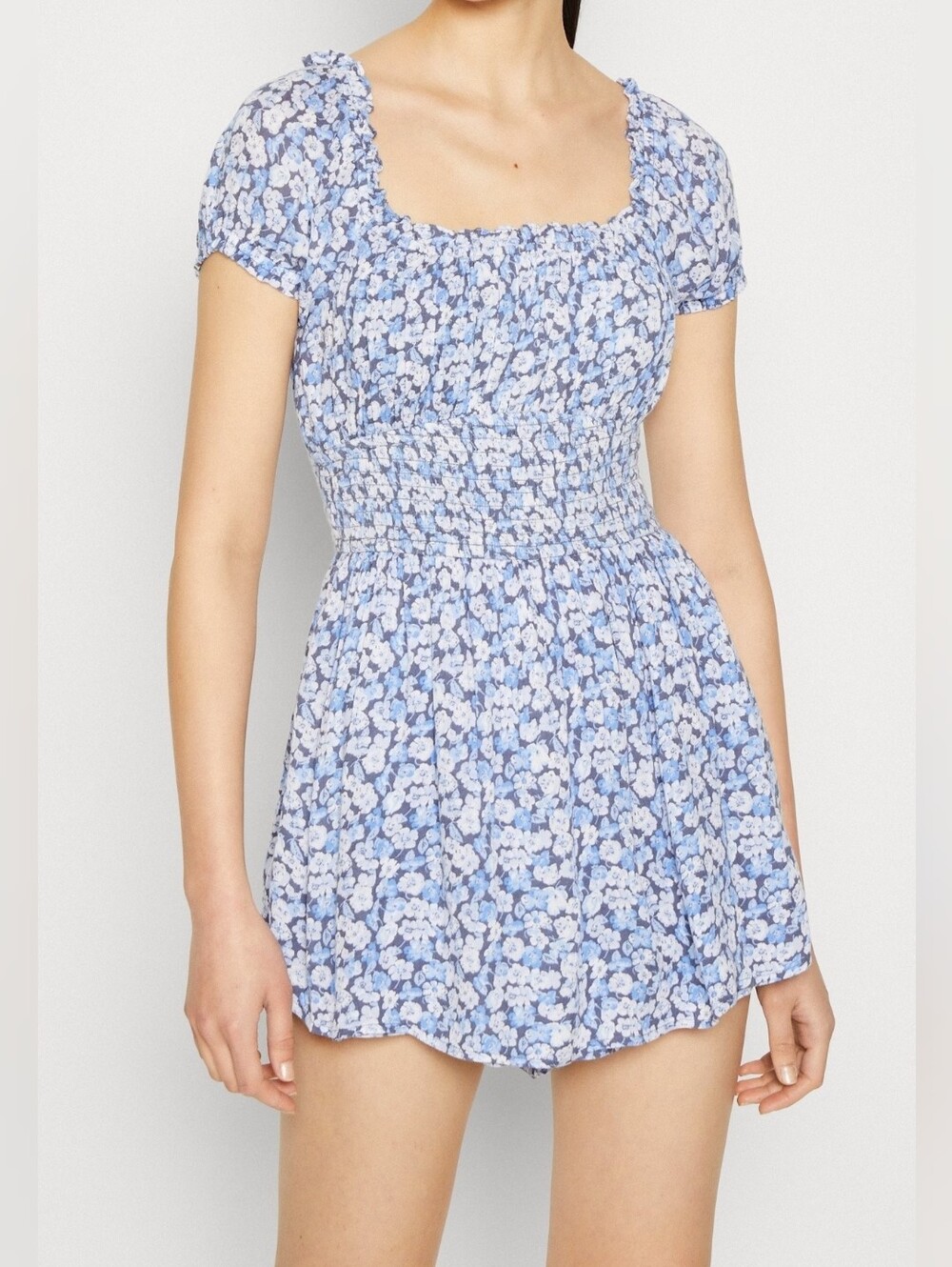 Hollister Blue Floral Playsuit Dress Skort Jumpsuit